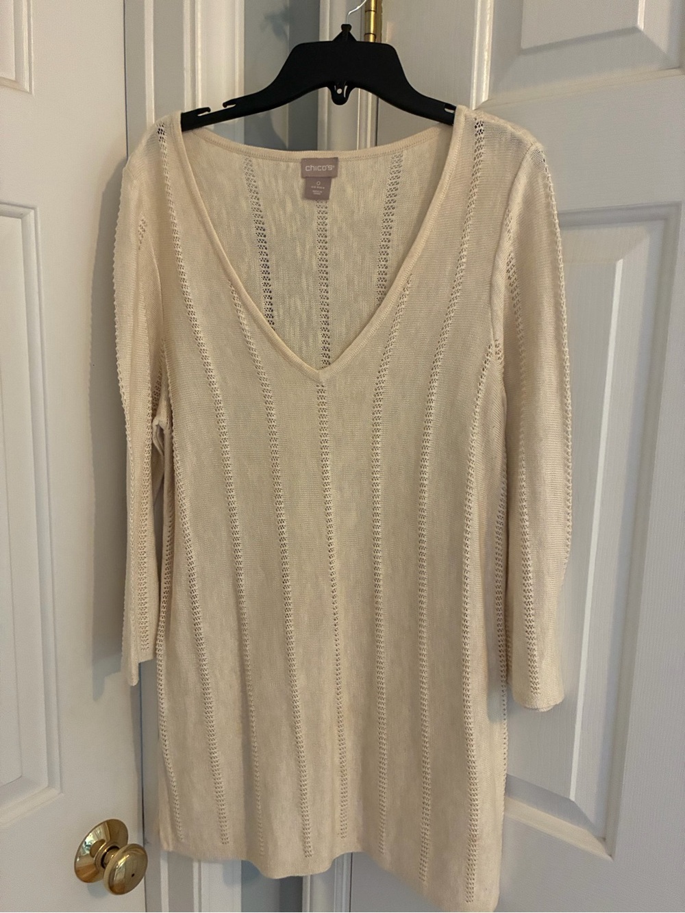 Chico's Cream V-Neck Knit Top